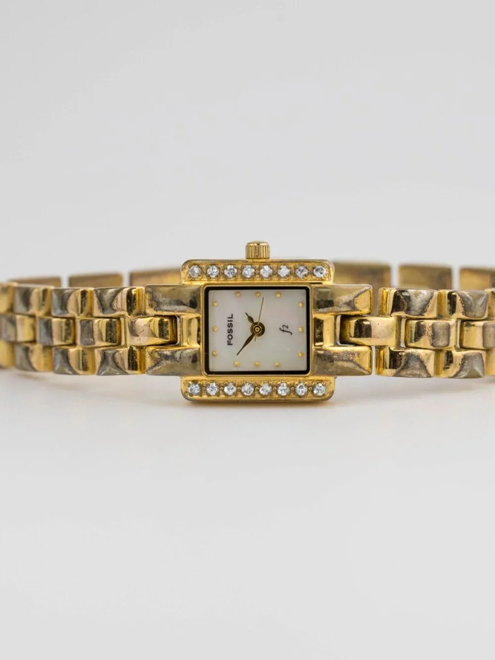 Fossil F2 ES9019 Gold Tone Crystal Watch Quartz Analog Women’s Fresh Battery
